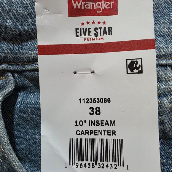 Wrangler Carpenter Denim Shorts Relaxed Fit Hammer Loop Men's Size 38 Blue - Picture 3 of 10